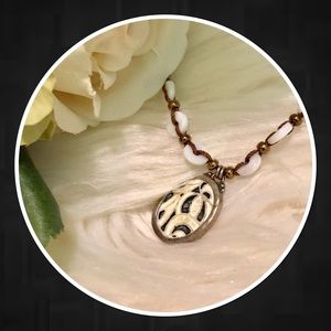 Silpada N2176 Shell Mosaic Bronze & White Necklace